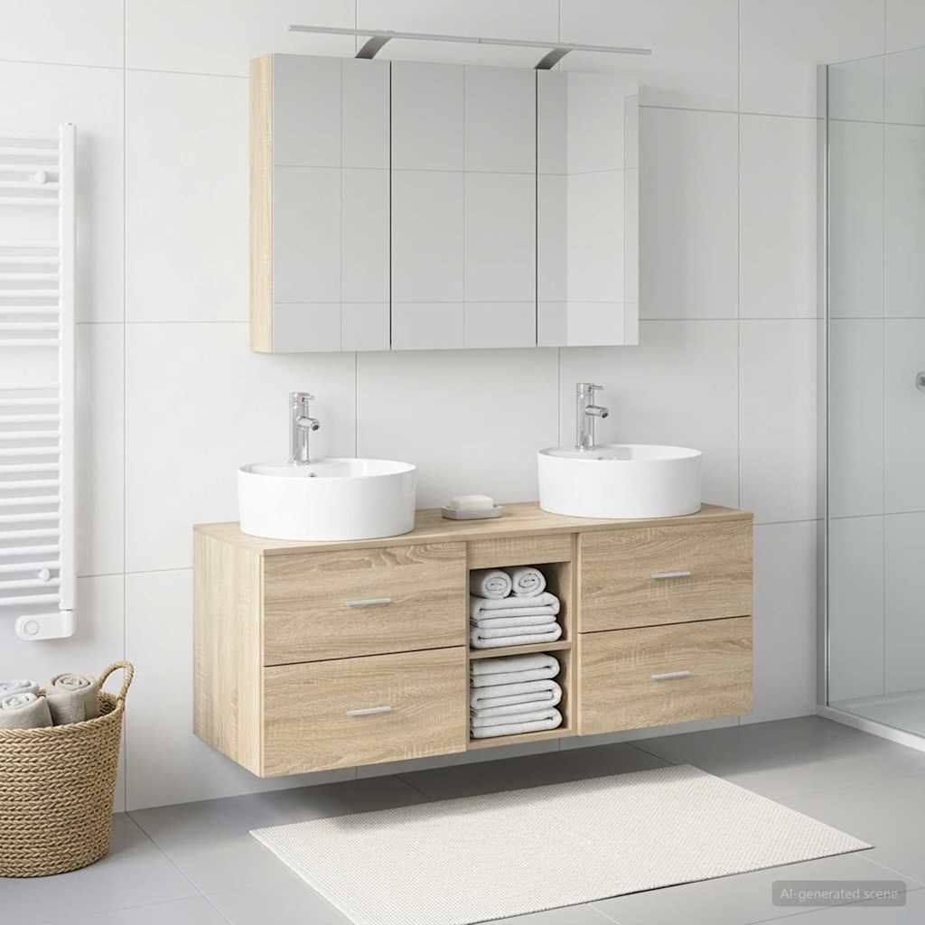 vidaXL Zestaw mebli łazienkowych 4 pcs dąb Sonoma