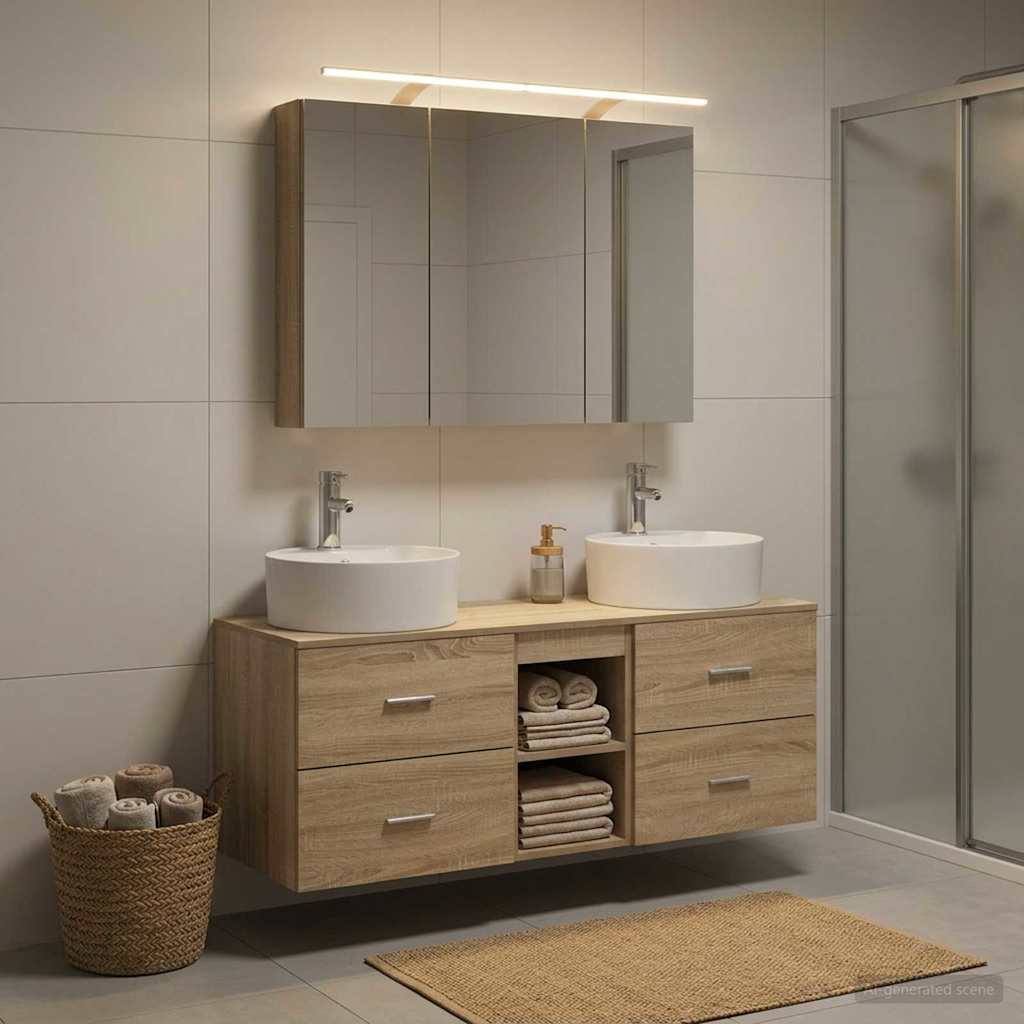vidaXL Zestaw mebli łazienkowych 4 pcs dąb Sonoma