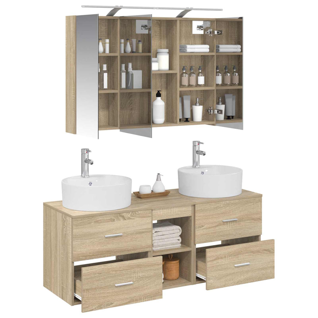 vidaXL Zestaw mebli łazienkowych 4 pcs dąb Sonoma