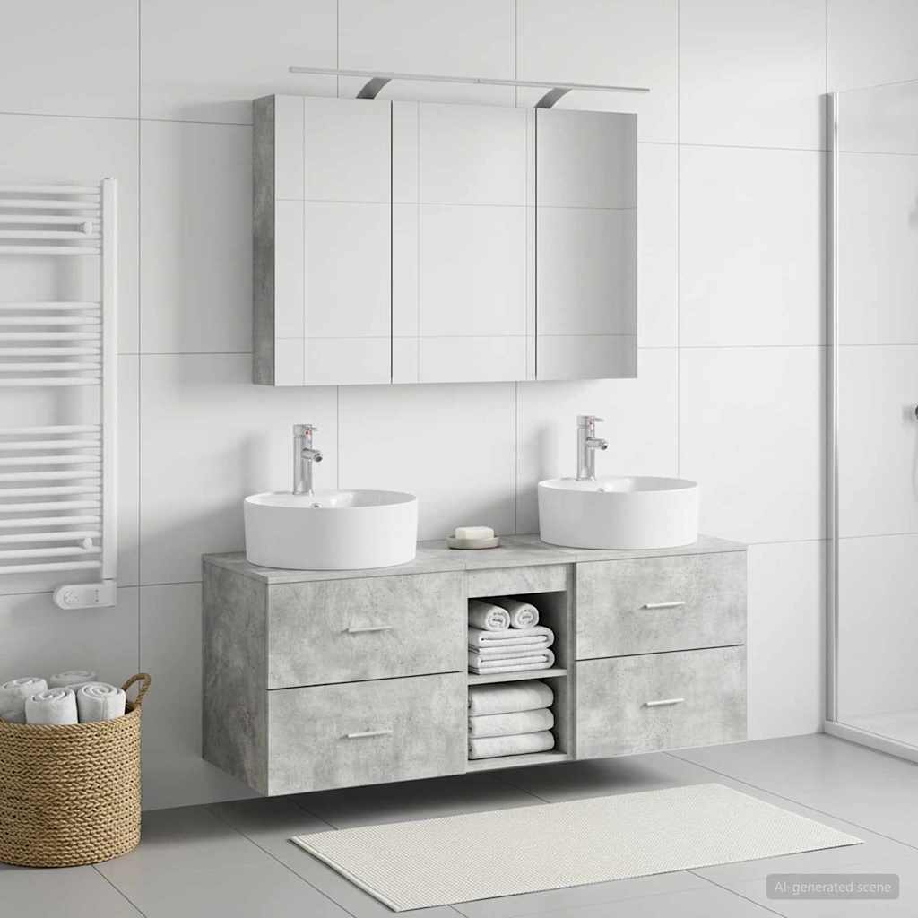 vidaXL Zestaw mebli łazienkowych 4 pcs Betonowy szary