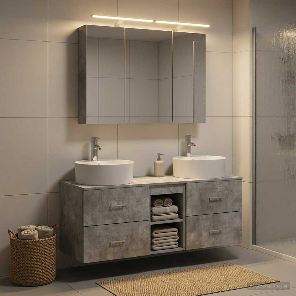 vidaXL Zestaw mebli łazienkowych 4 pcs Betonowy szary