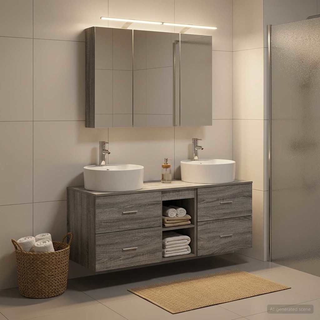 vidaXL Zestaw mebli łazienkowych 4 pcs Szary Sonoma
