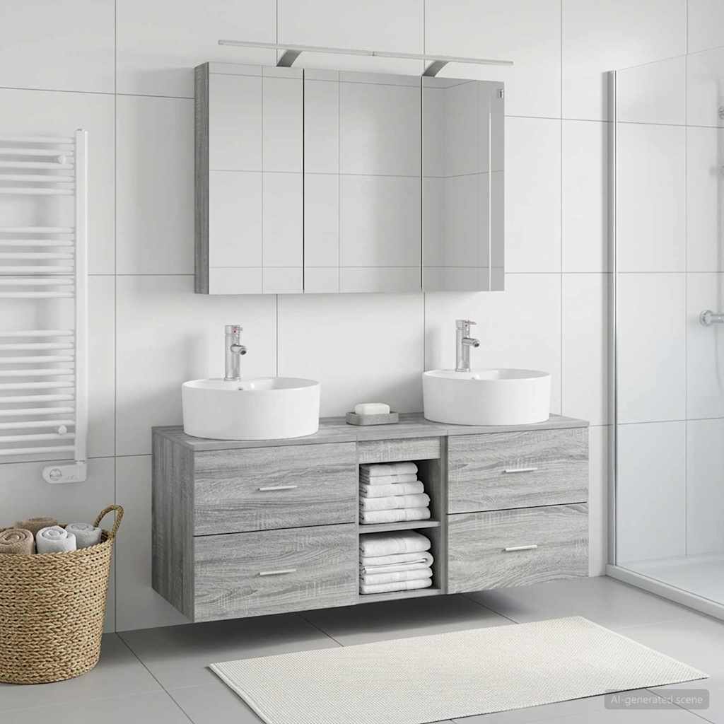 vidaXL Zestaw mebli łazienkowych 4 pcs Szary Sonoma