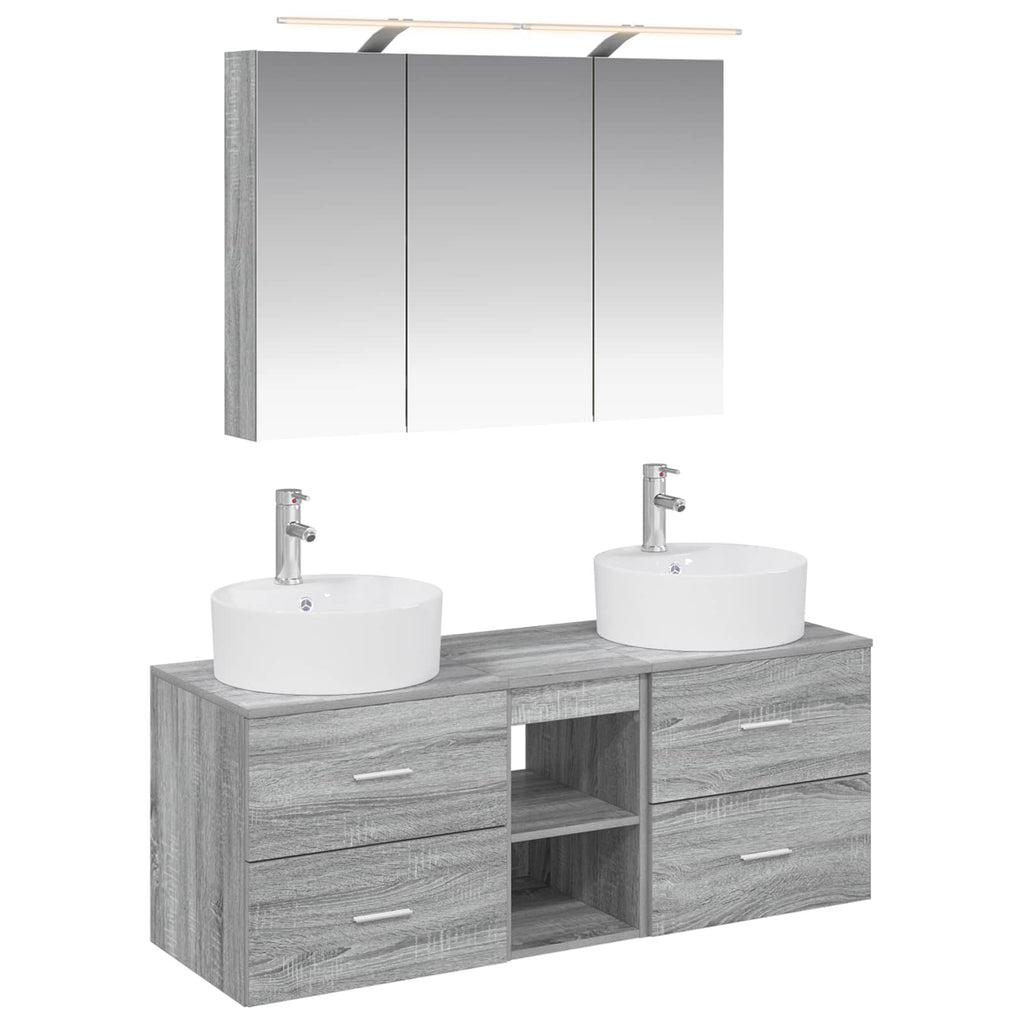 vidaXL Zestaw mebli łazienkowych 4 pcs Szary Sonoma
