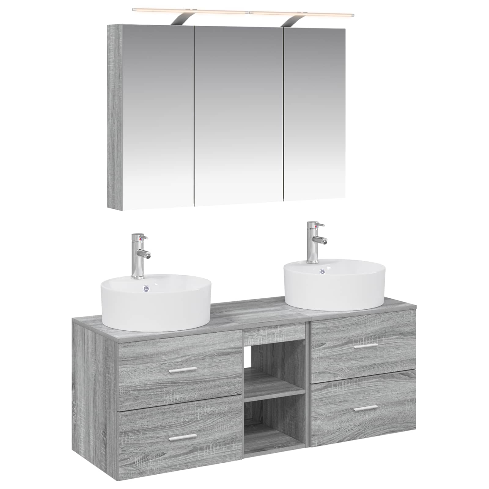 vidaXL Zestaw mebli łazienkowych 4 pcs Szary Sonoma