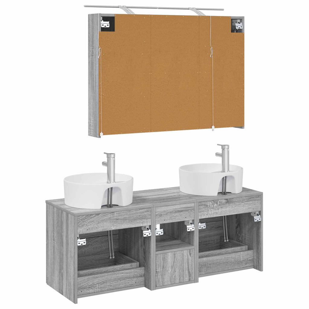 vidaXL Zestaw mebli łazienkowych 4 pcs Szary Sonoma