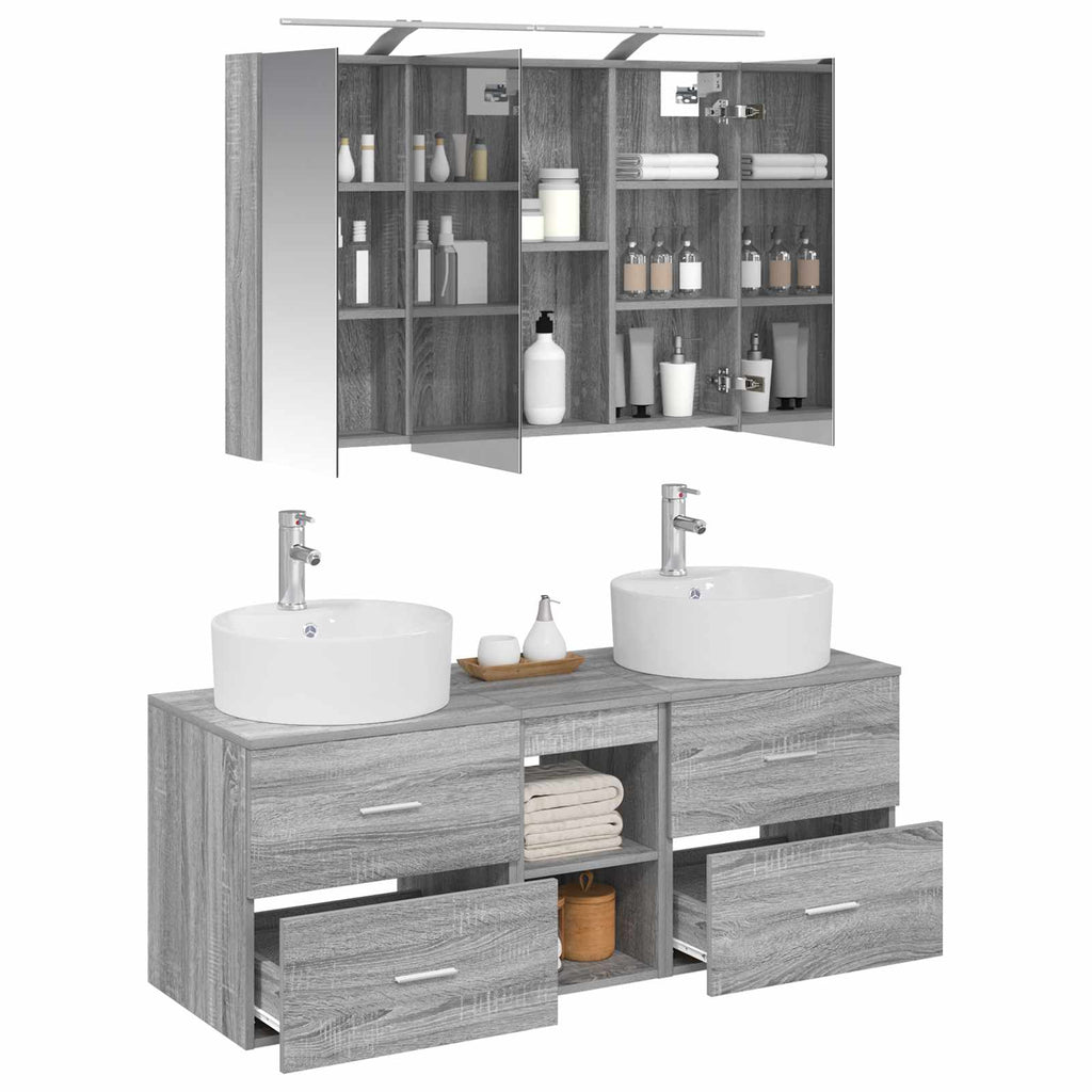 vidaXL Zestaw mebli łazienkowych 4 pcs Szary Sonoma