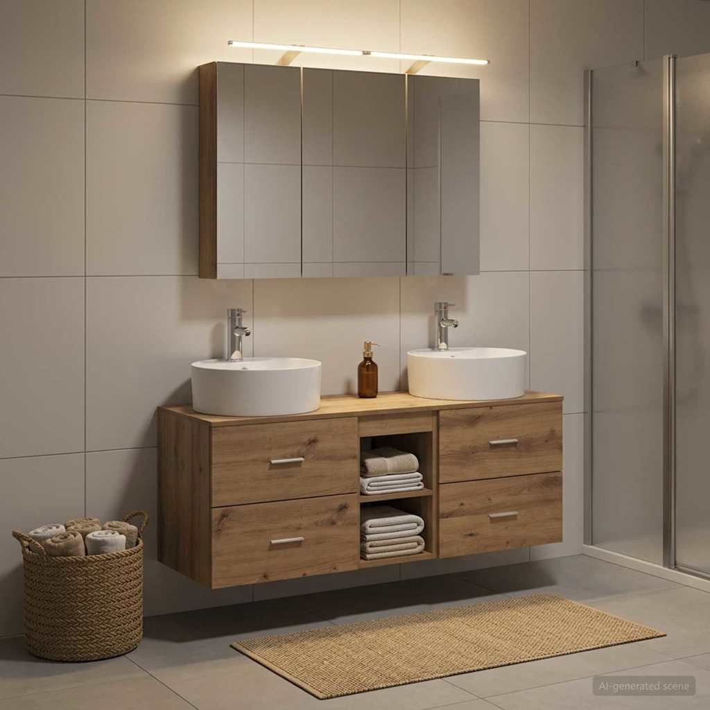 vidaXL Zestaw mebli łazienkowych 4 pcs Dąb artisan