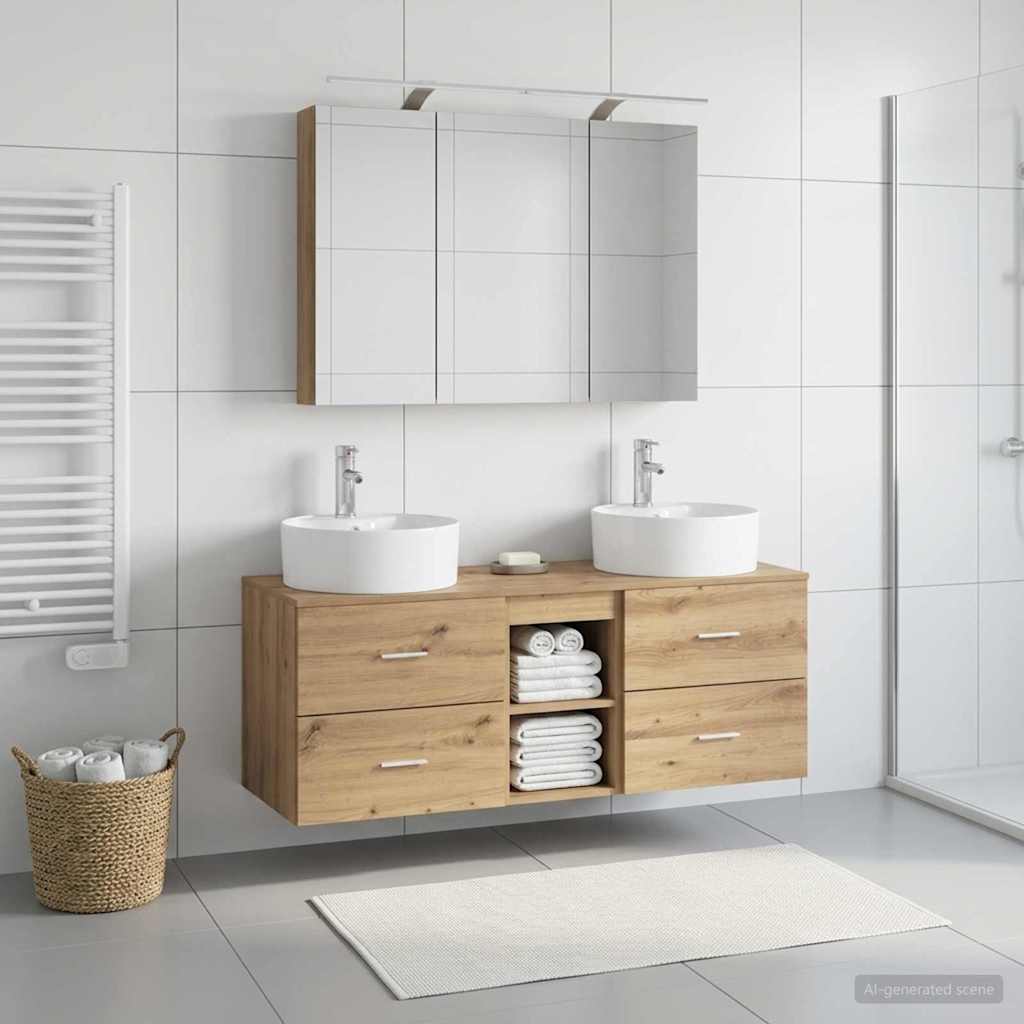 vidaXL Zestaw mebli łazienkowych 4 pcs Dąb artisan