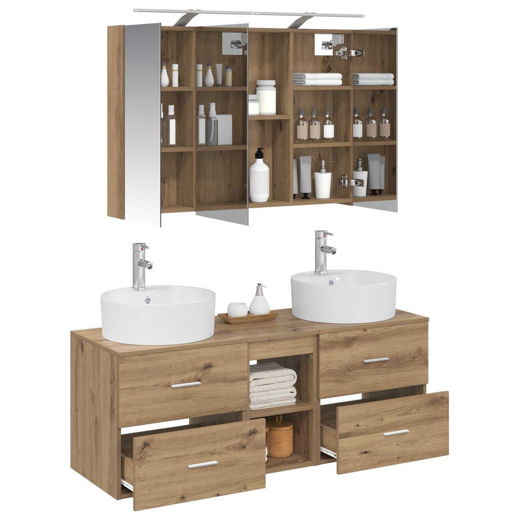 vidaXL Zestaw mebli łazienkowych 4 pcs Dąb artisan