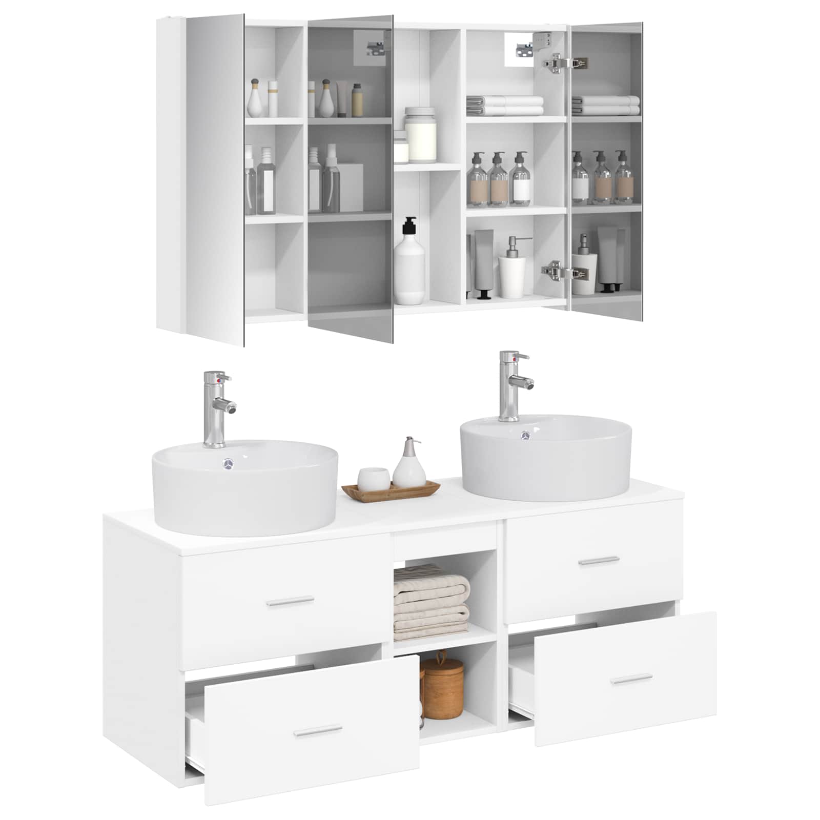 vidaXL Zestaw mebli łazienkowych 4 pcs Biały
