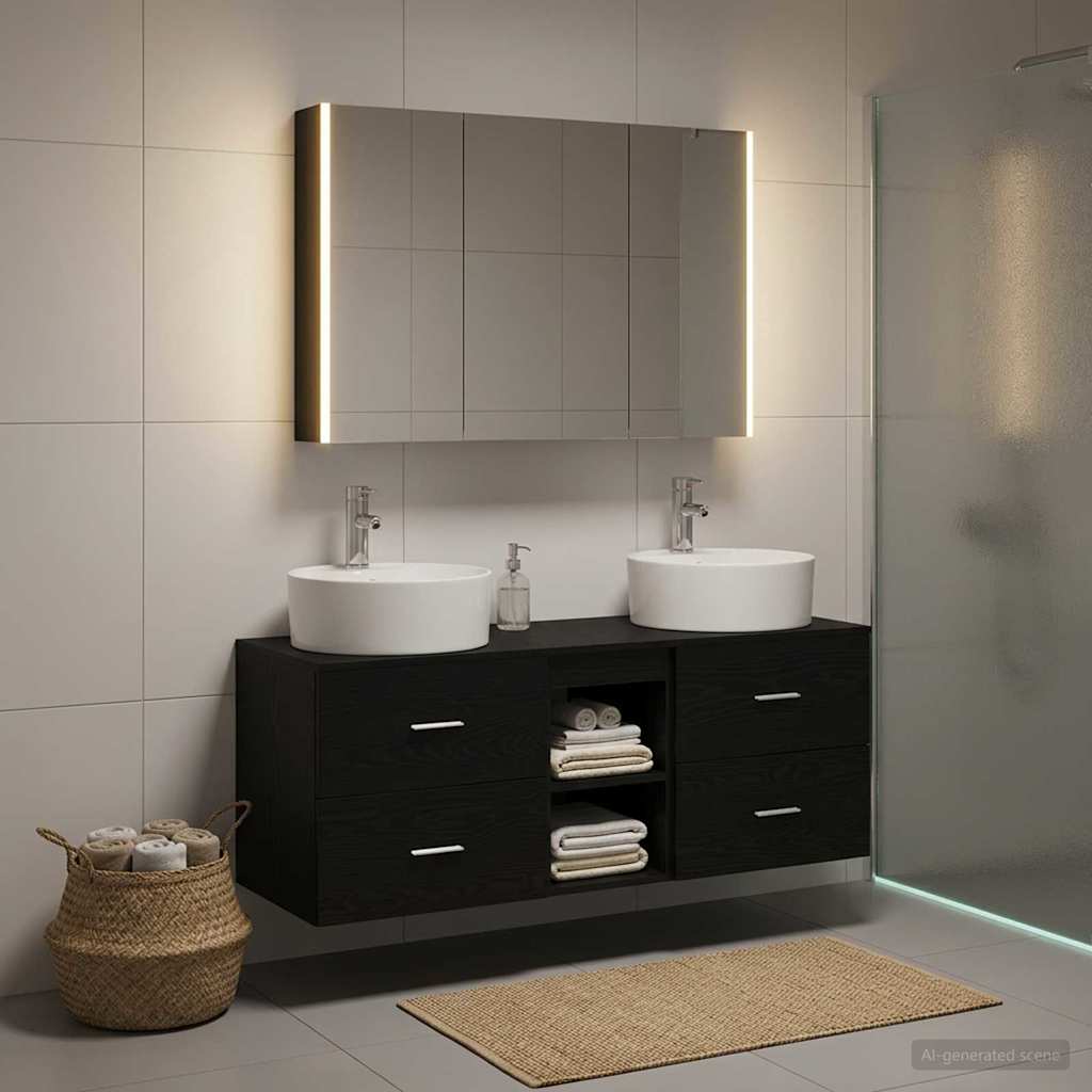vidaXL Zestaw mebli łazienkowych 4 pcs Czarny dąb