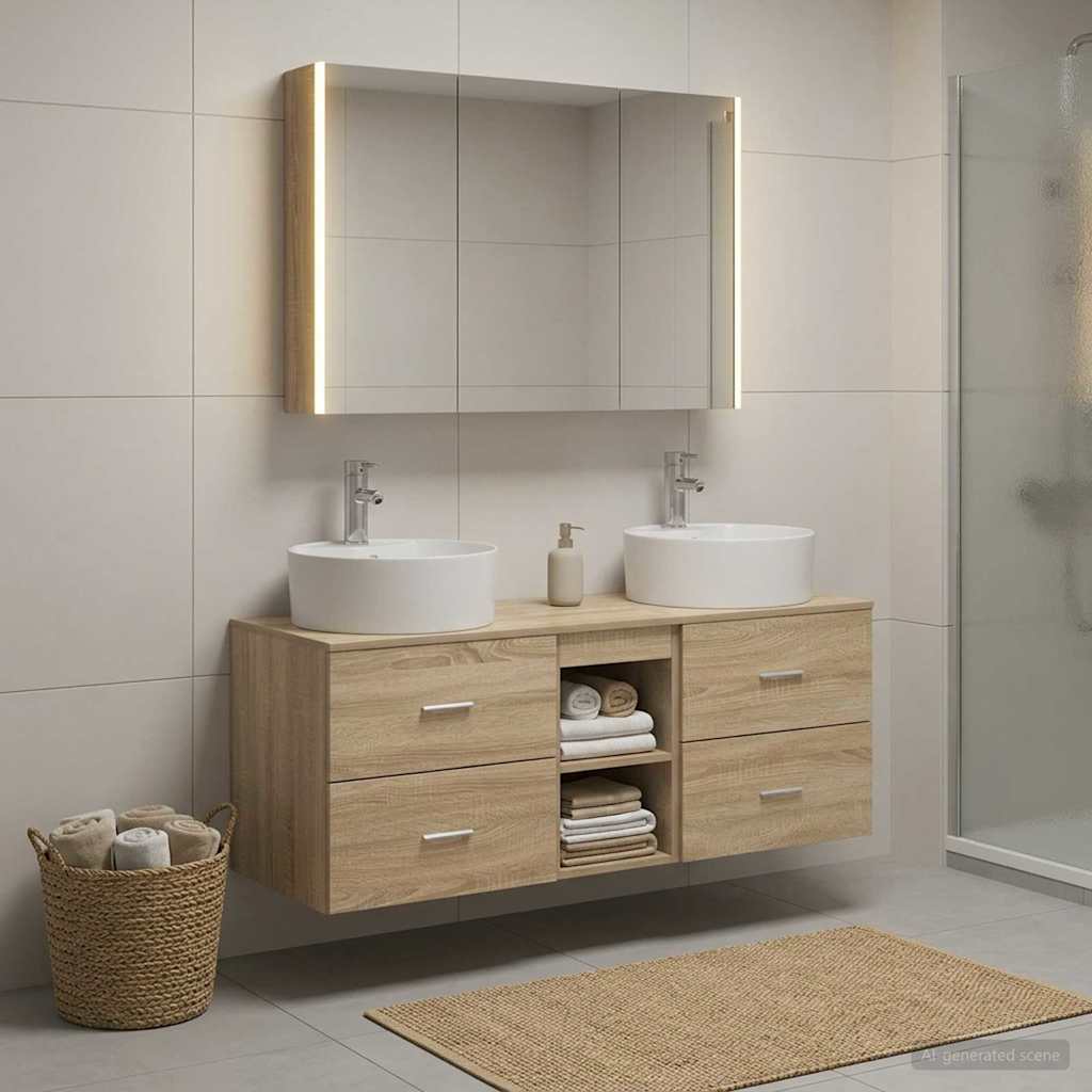 vidaXL Zestaw mebli łazienkowych 4 pcs dąb Sonoma