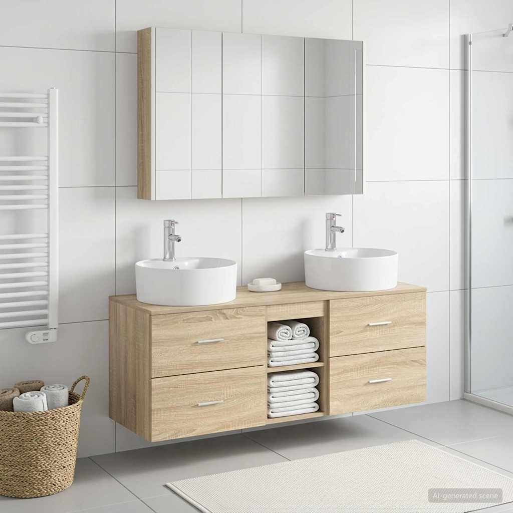 vidaXL Zestaw mebli łazienkowych 4 pcs dąb Sonoma