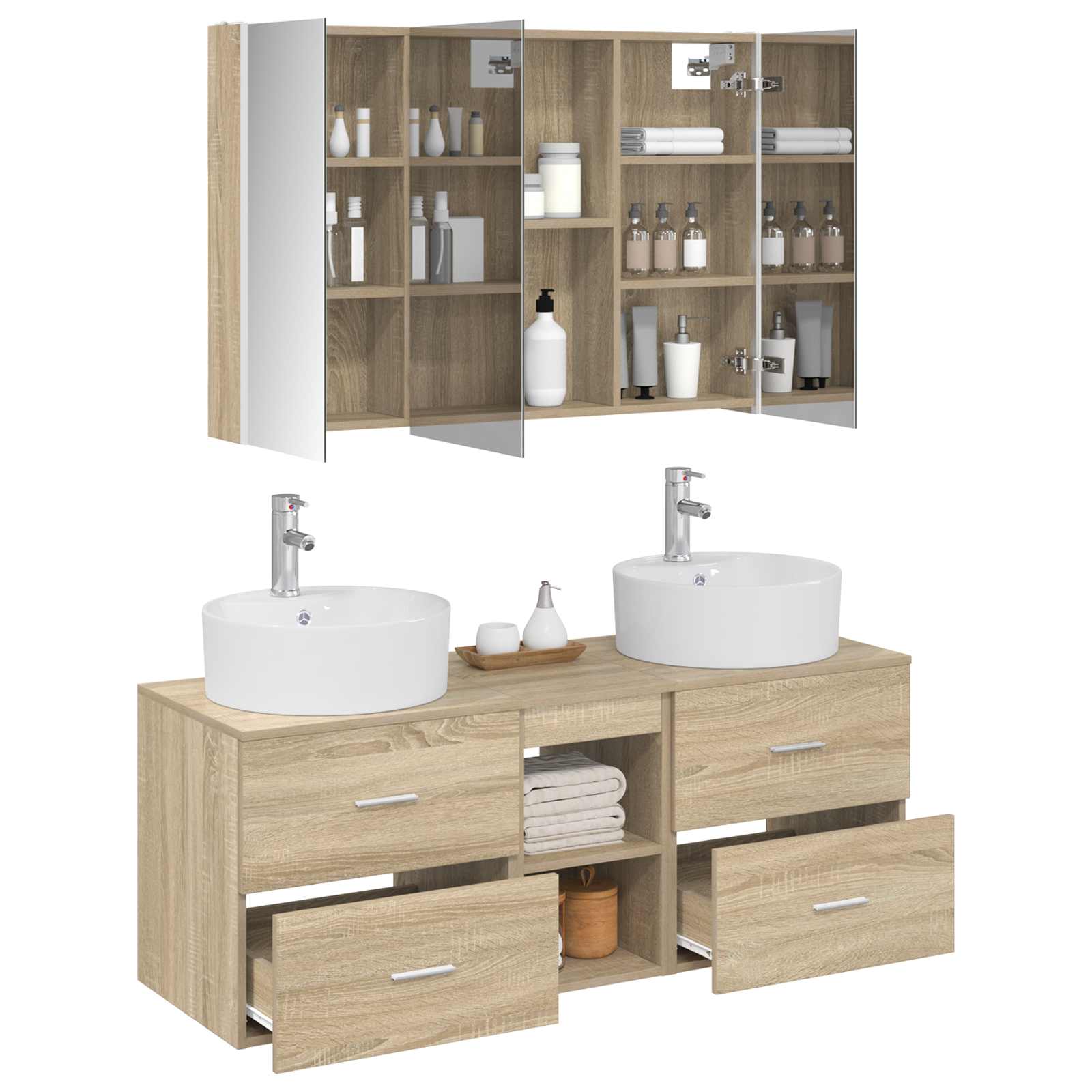 vidaXL Zestaw mebli łazienkowych 4 pcs dąb Sonoma