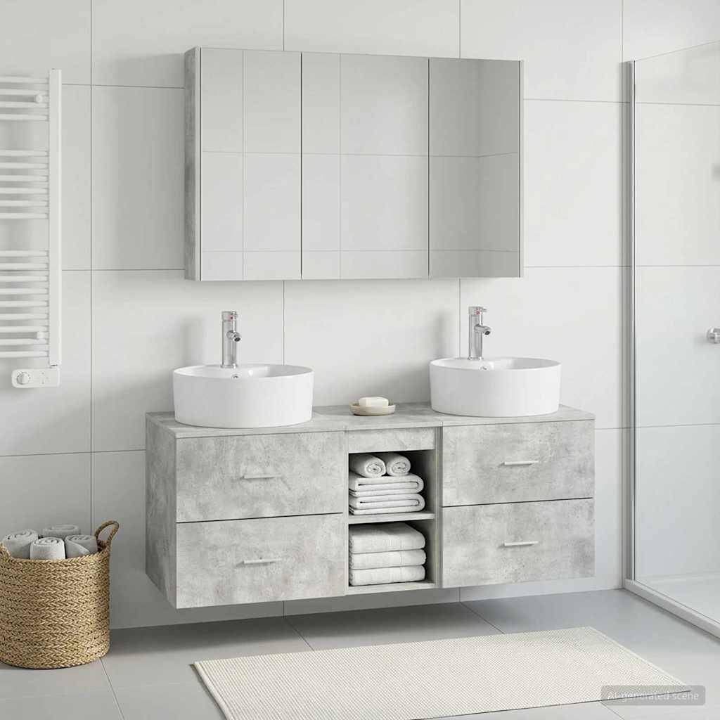 vidaXL Zestaw mebli łazienkowych 4 pcs Betonowy szary