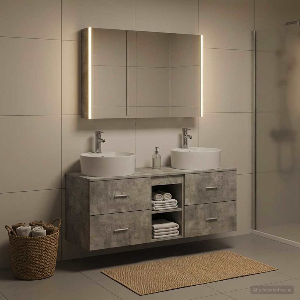 vidaXL Zestaw mebli łazienkowych 4 pcs Betonowy szary