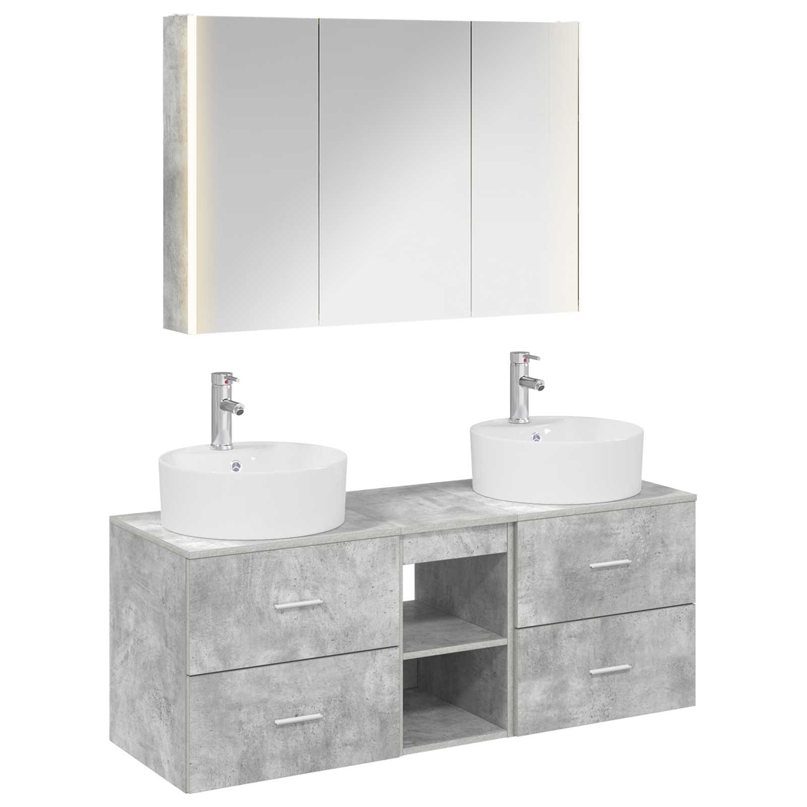 vidaXL Zestaw mebli łazienkowych 4 pcs Betonowy szary