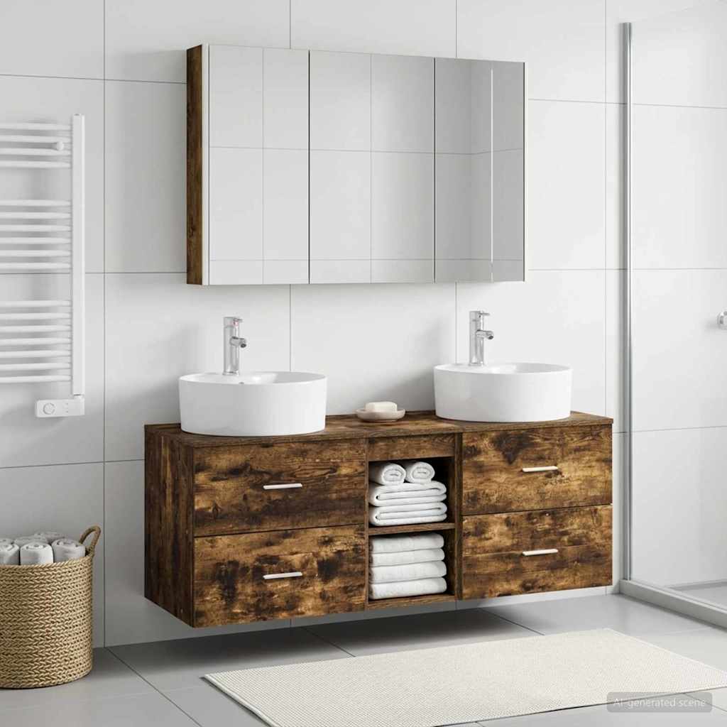 vidaXL Zestaw mebli łazienkowych 4 pcs Dąb wędzony
