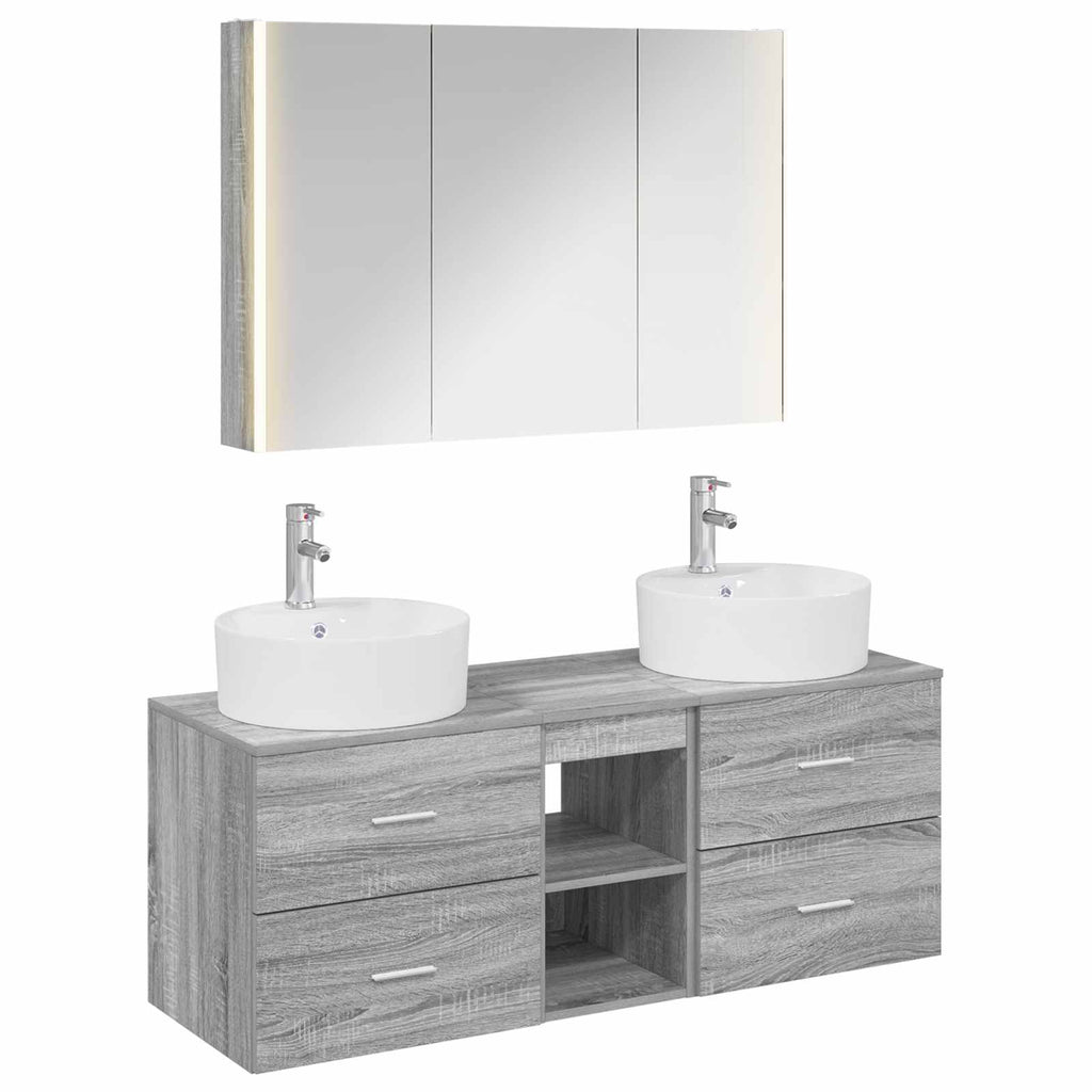 vidaXL Zestaw mebli łazienkowych 4 pcs Szary Sonoma