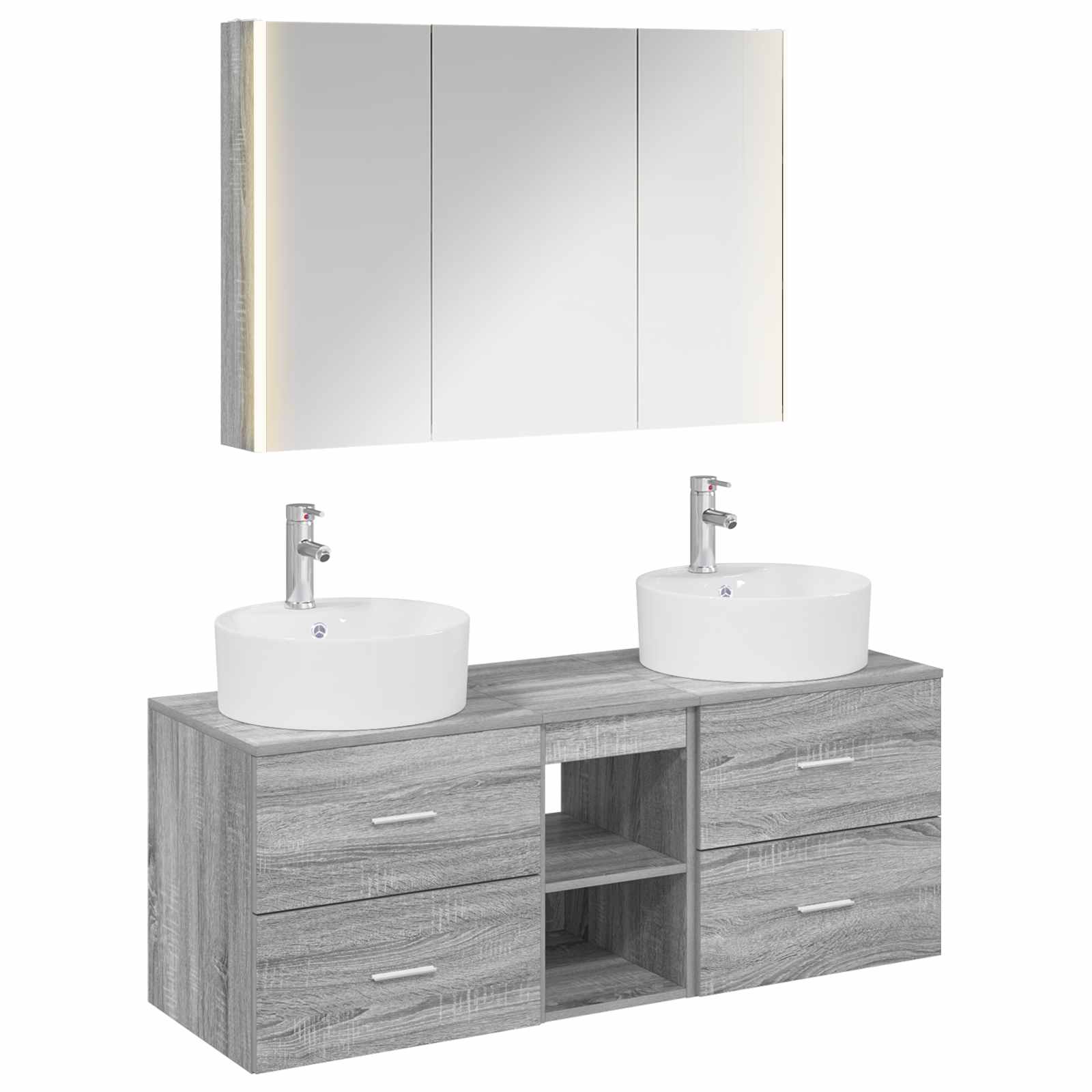 vidaXL Zestaw mebli łazienkowych 4 pcs Szary Sonoma