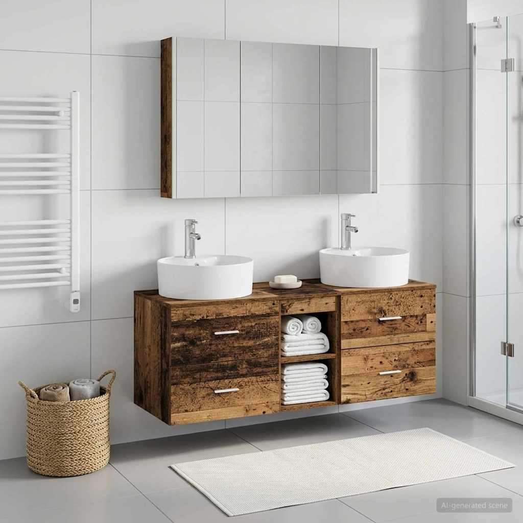 vidaXL Zestaw mebli łazienkowych 4 pcs Stare drewno