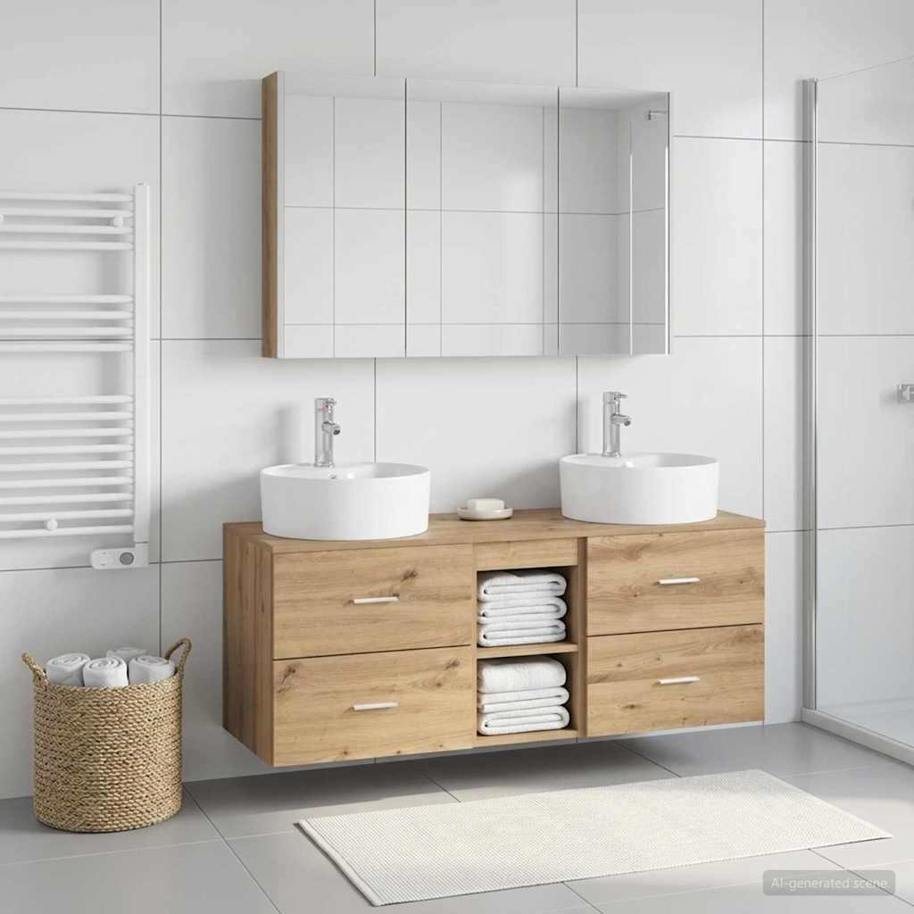 vidaXL Zestaw mebli łazienkowych 4 pcs Dąb artisan