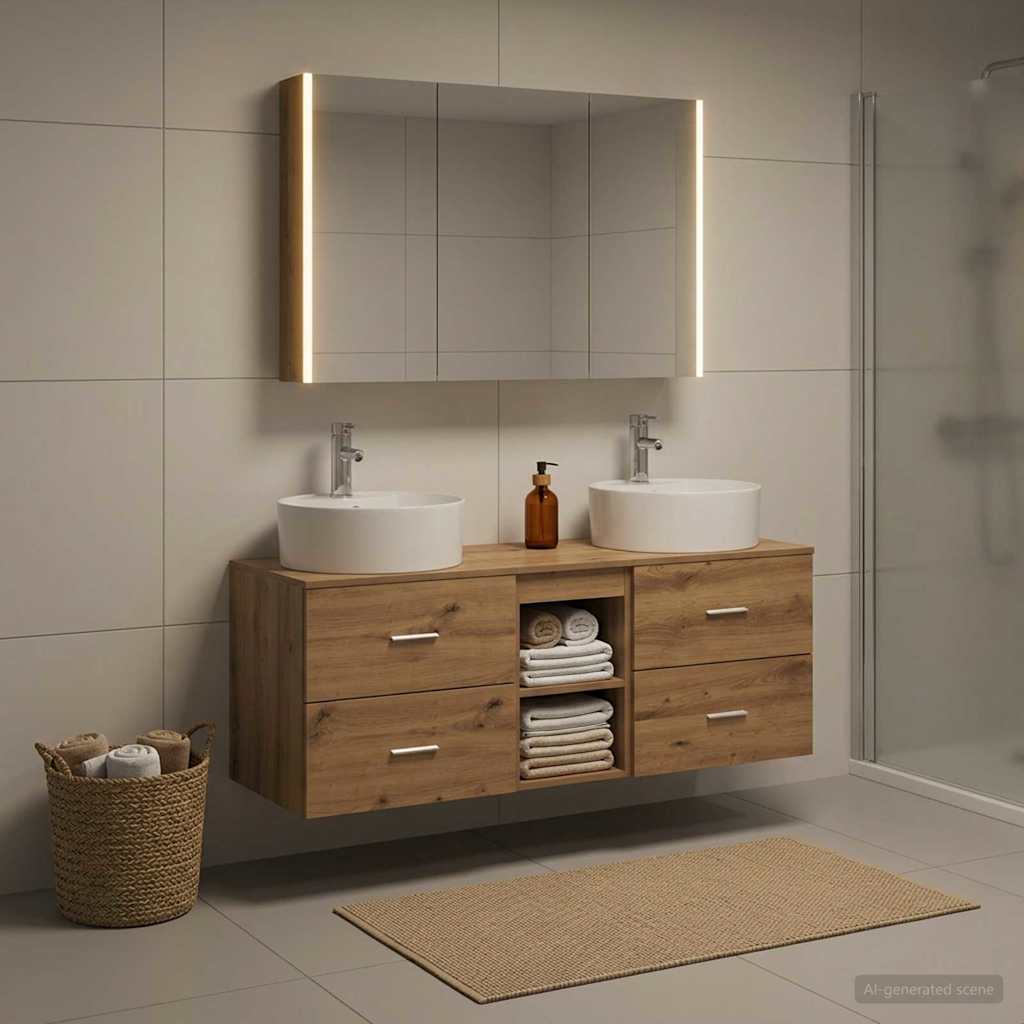 vidaXL Zestaw mebli łazienkowych 4 pcs Dąb artisan