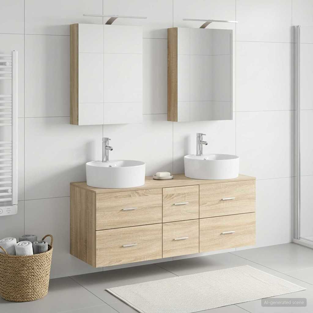 vidaXL Zestaw mebli łazienkowych 5 pcs dąb Sonoma