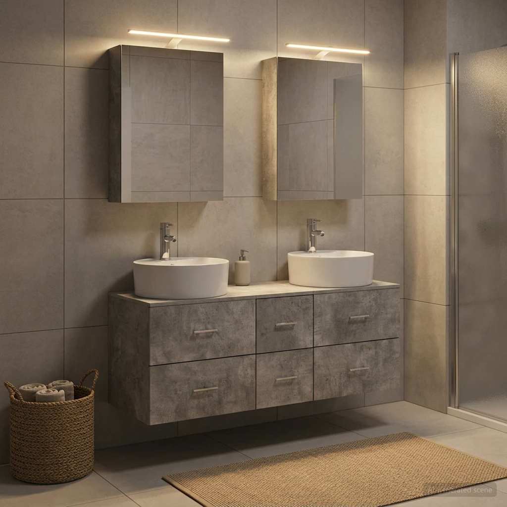 vidaXL Zestaw mebli łazienkowych 5 pcs Betonowy szary