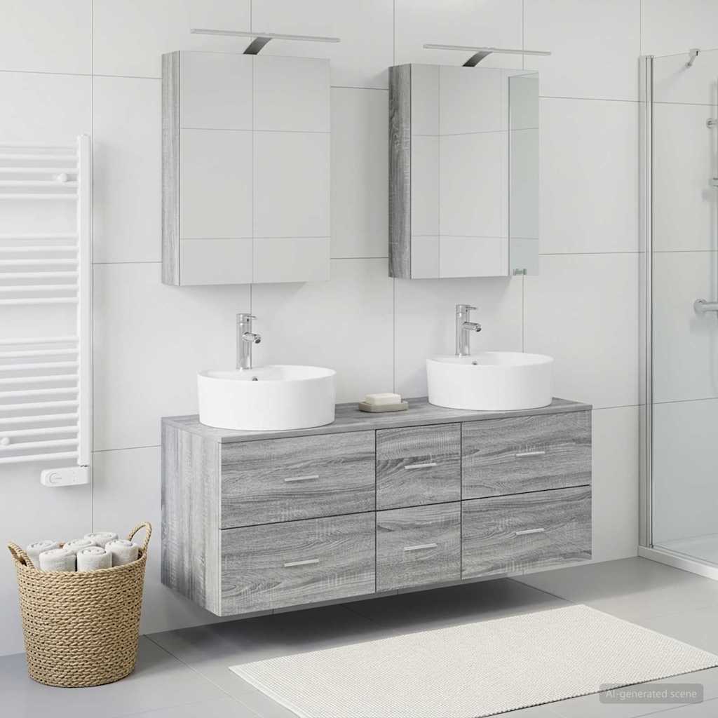 vidaXL Zestaw mebli łazienkowych 5 pcs Szary Sonoma
