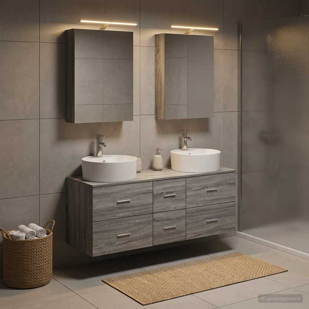 vidaXL Zestaw mebli łazienkowych 5 pcs Szary Sonoma