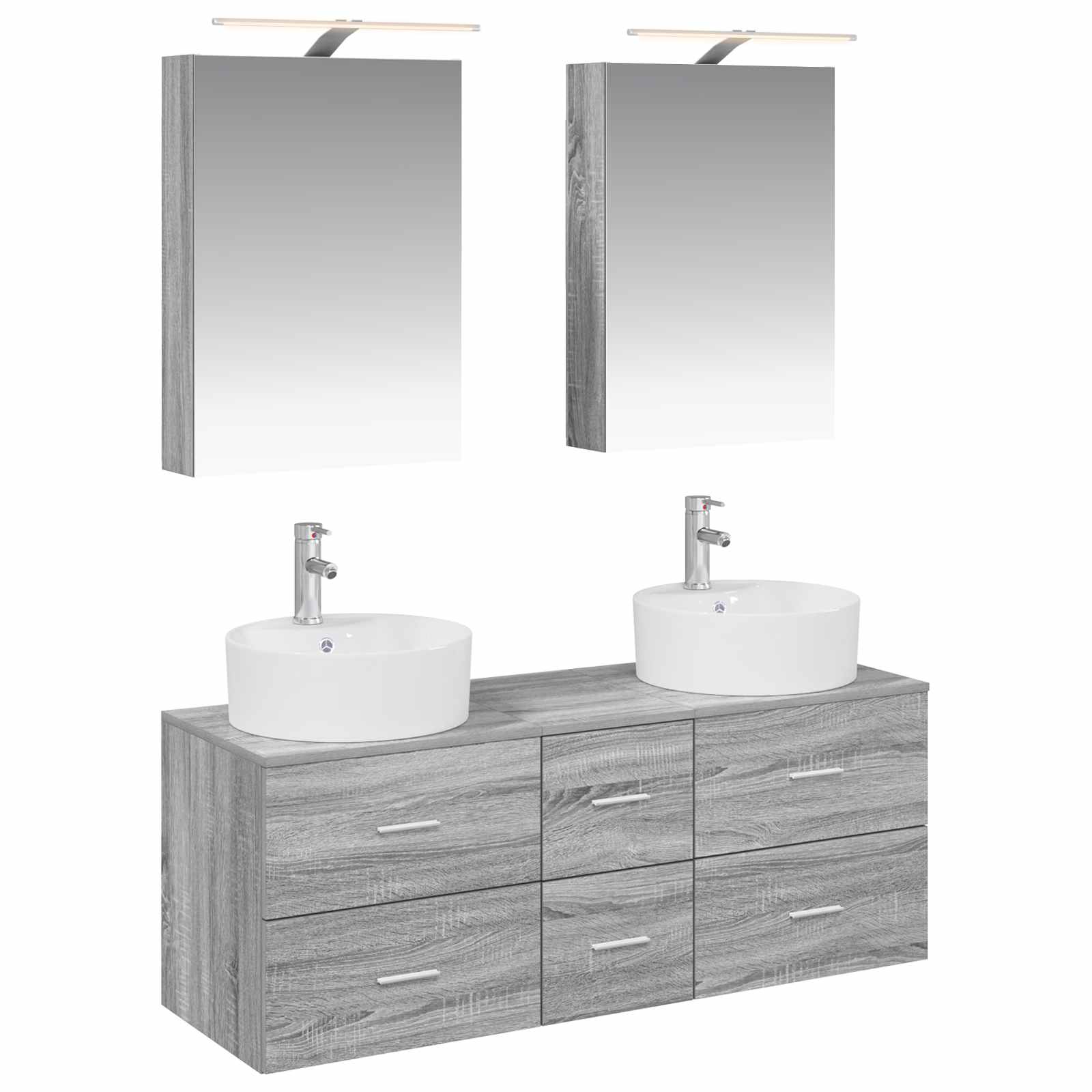 vidaXL Zestaw mebli łazienkowych 5 pcs Szary Sonoma
