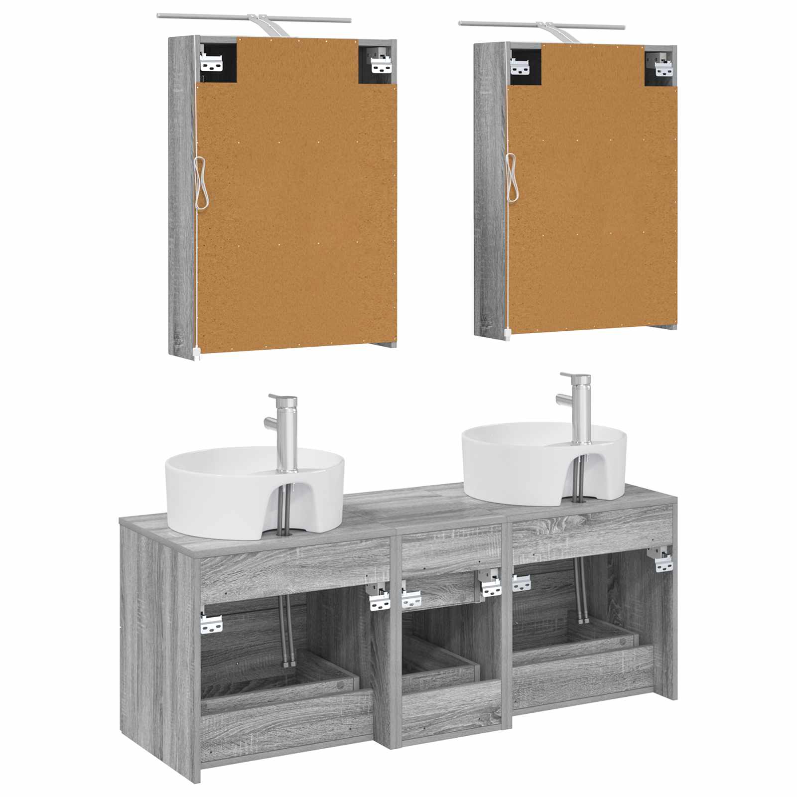 vidaXL Zestaw mebli łazienkowych 5 pcs Szary Sonoma