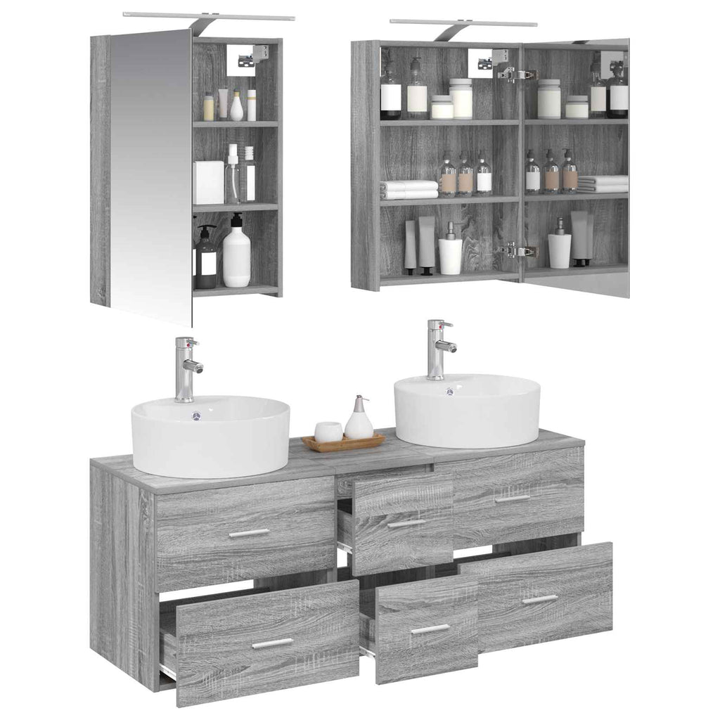 vidaXL Zestaw mebli łazienkowych 5 pcs Szary Sonoma
