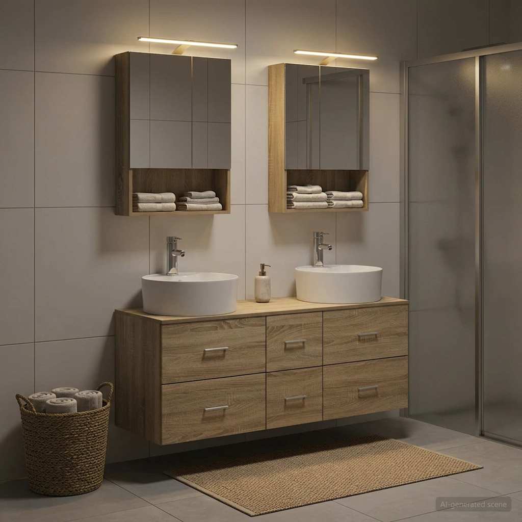 vidaXL Zestaw mebli łazienkowych 5 pcs dąb Sonoma