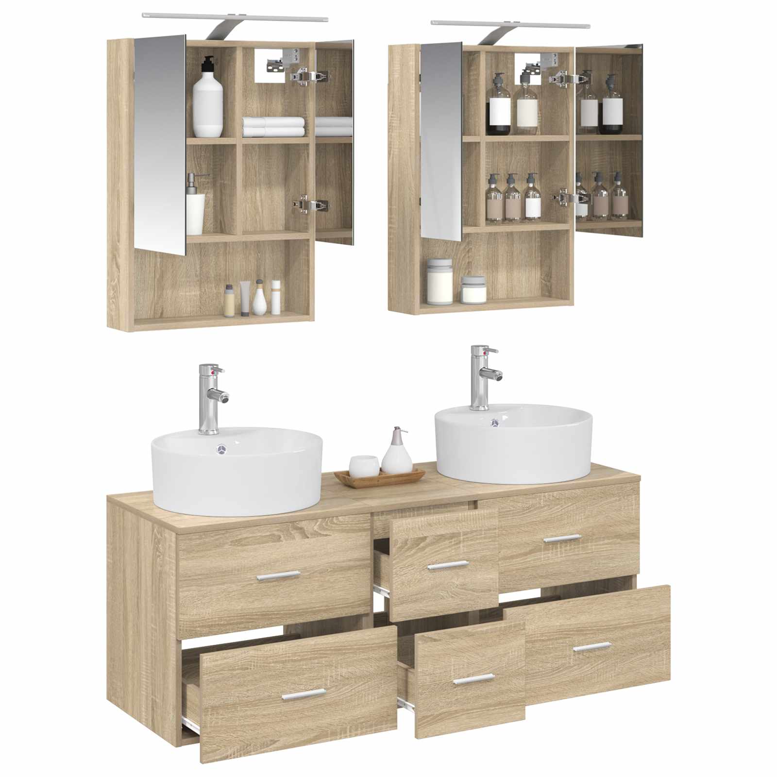 vidaXL Zestaw mebli łazienkowych 5 pcs dąb Sonoma