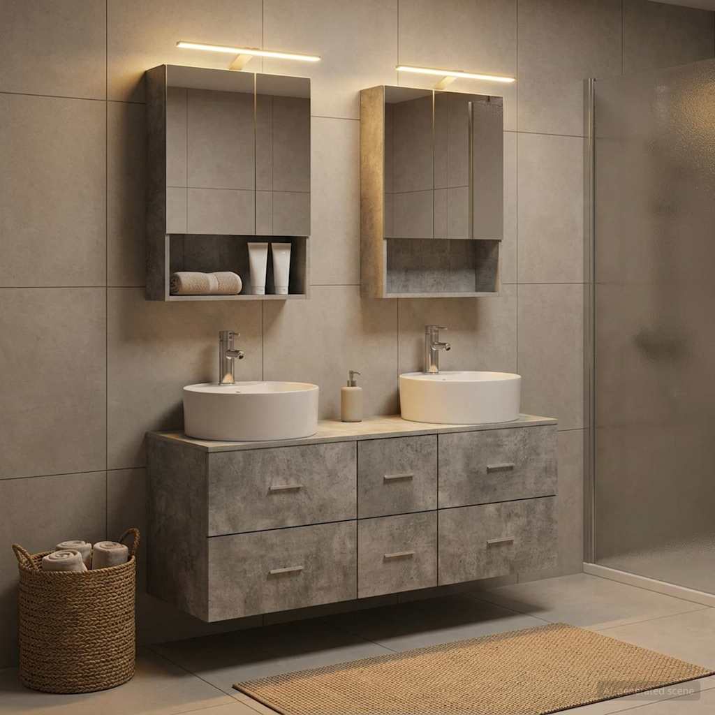 vidaXL Zestaw mebli łazienkowych 5 pcs Betonowy szary