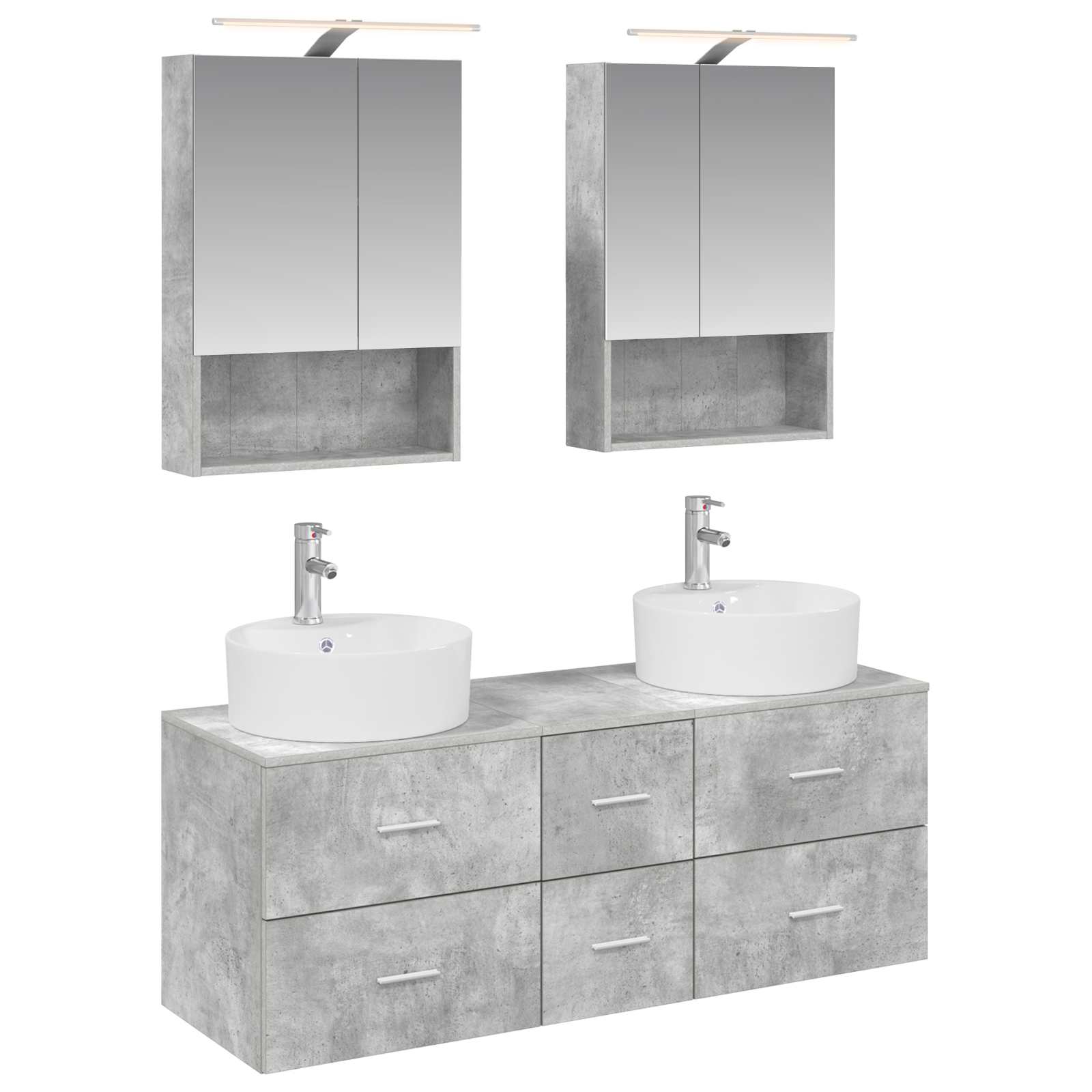 vidaXL Zestaw mebli łazienkowych 5 pcs Betonowy szary