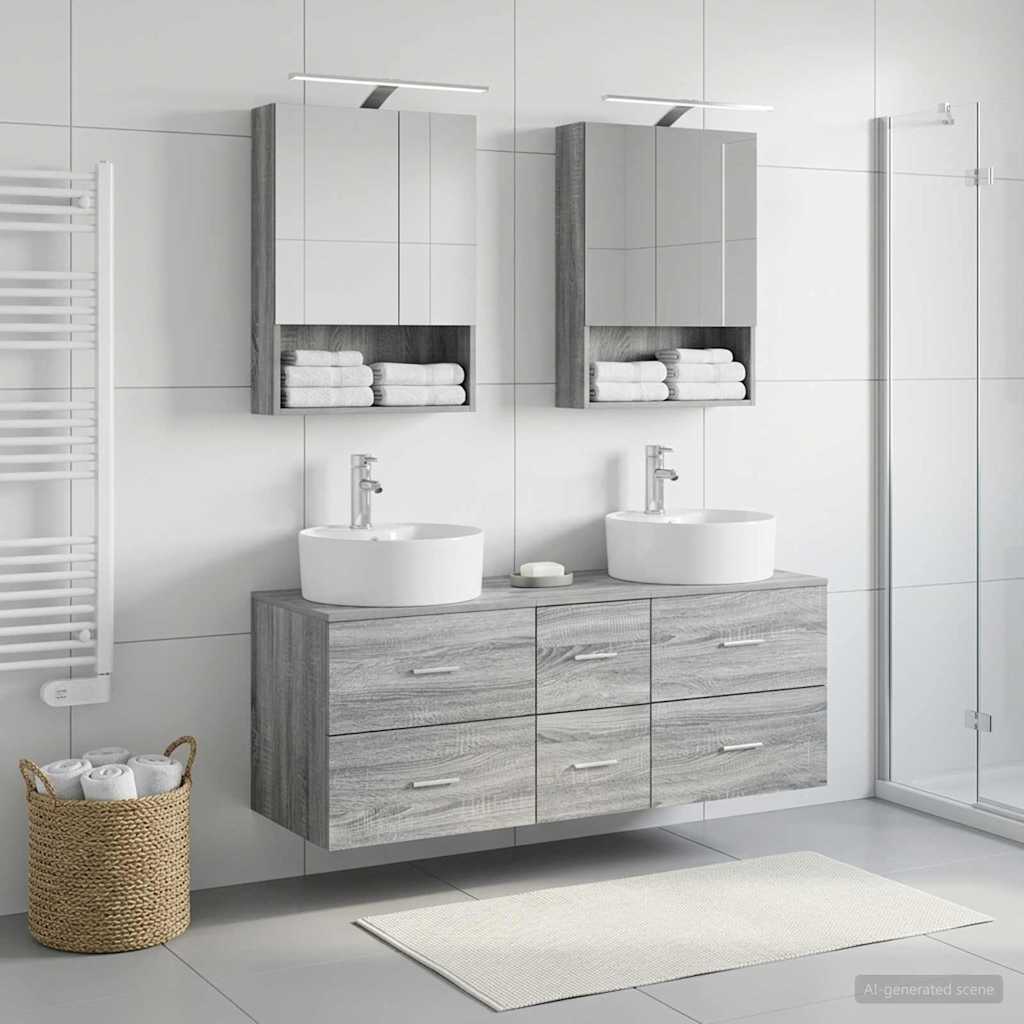vidaXL Zestaw mebli łazienkowych 5 pcs Szary Sonoma