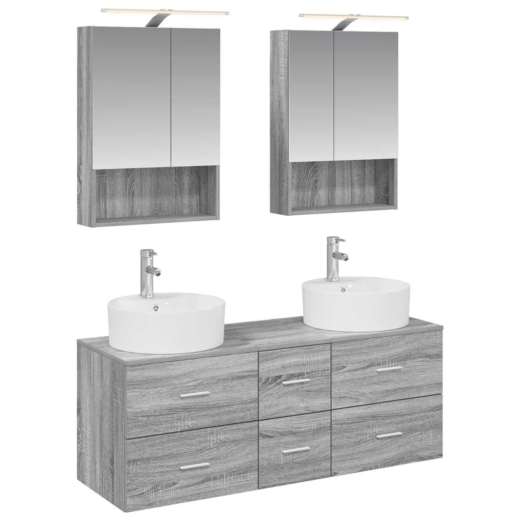 vidaXL Zestaw mebli łazienkowych 5 pcs Szary Sonoma