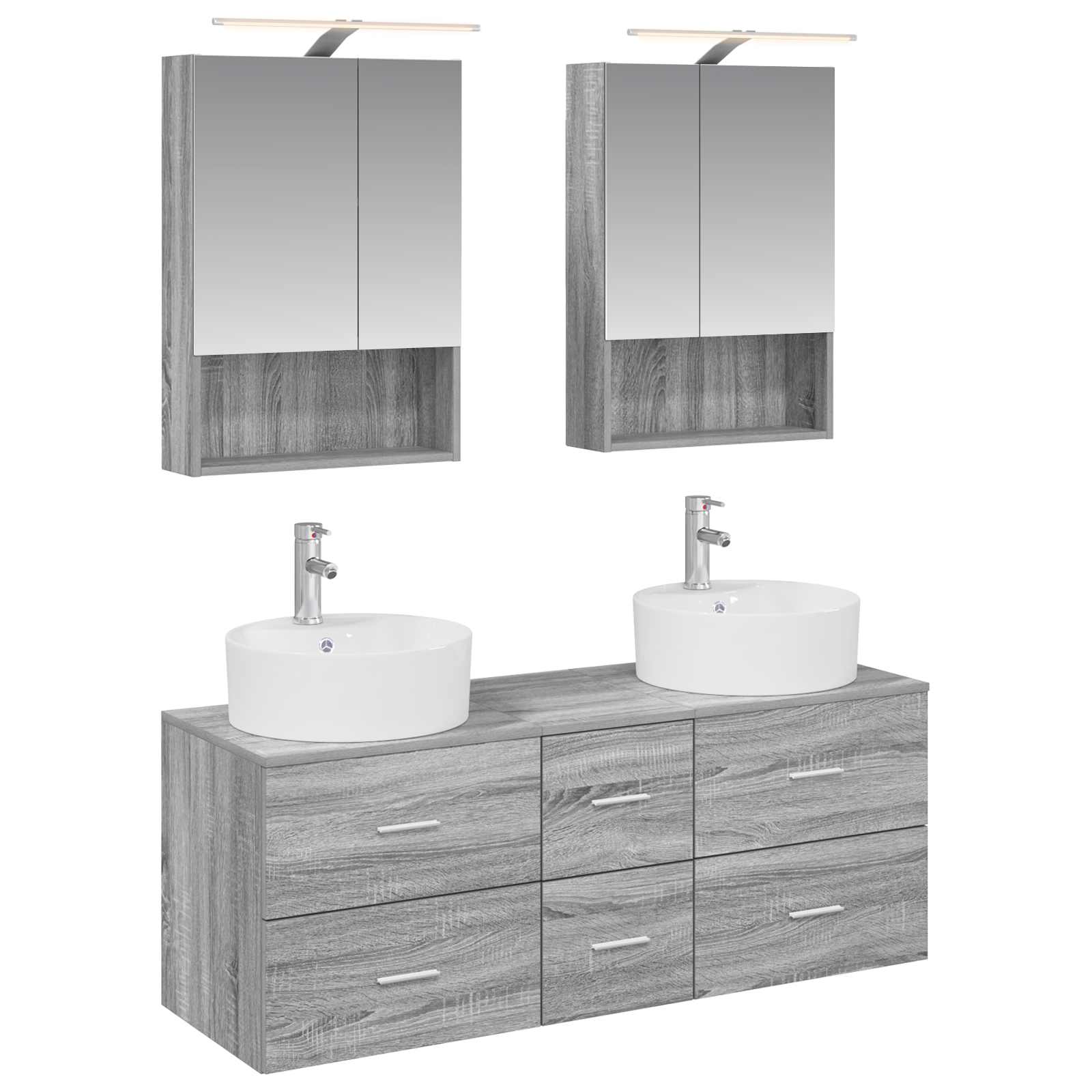 vidaXL Zestaw mebli łazienkowych 5 pcs Szary Sonoma