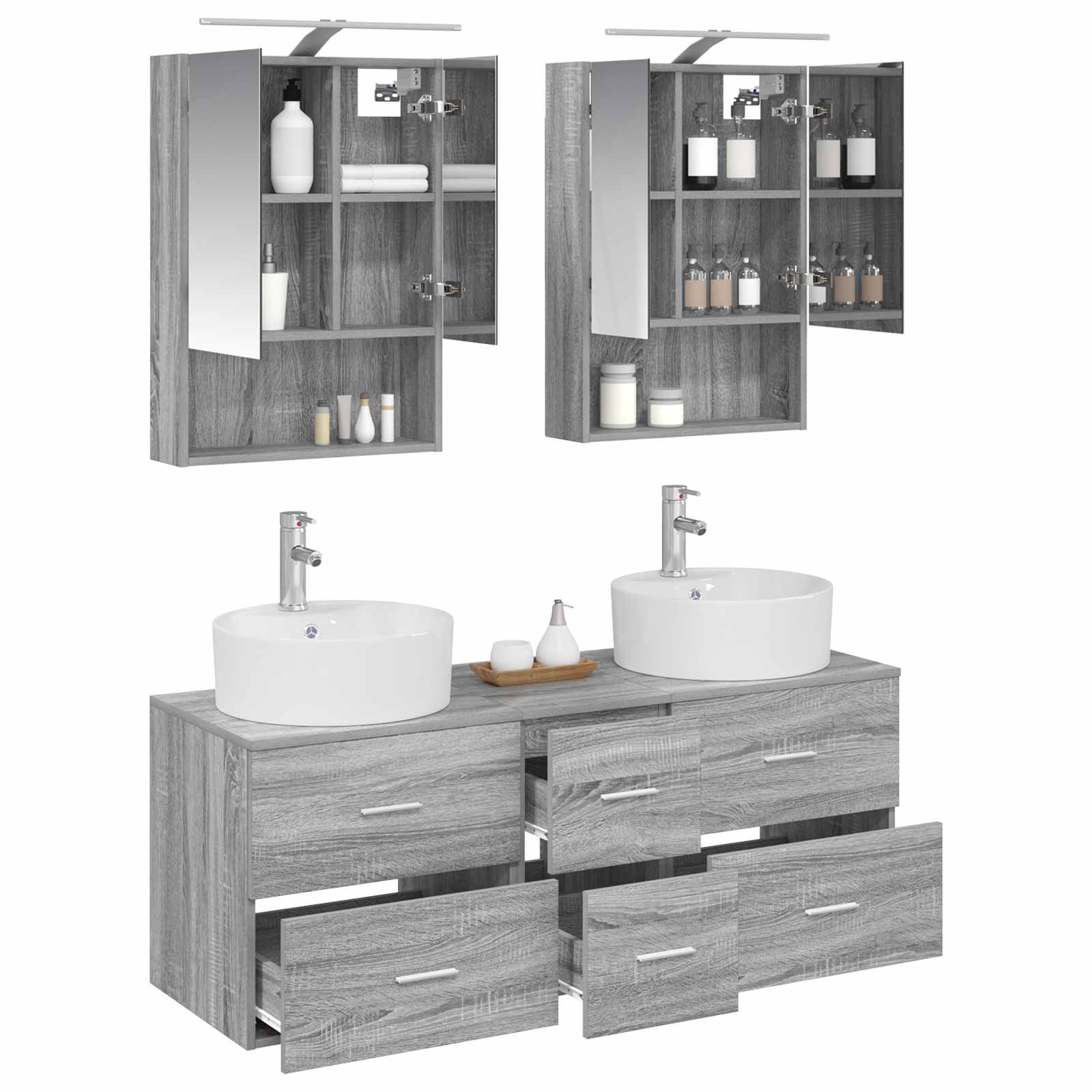 vidaXL Zestaw mebli łazienkowych 5 pcs Szary Sonoma