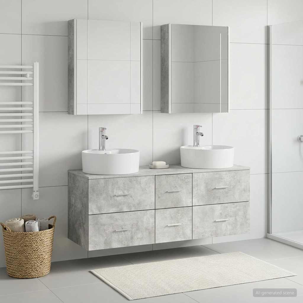 vidaXL Zestaw mebli łazienkowych 5 pcs Betonowy szary