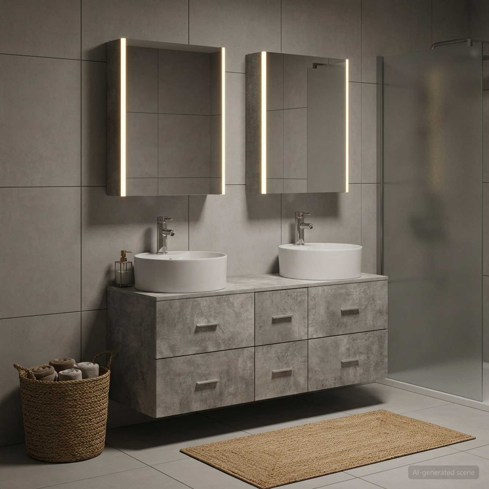 vidaXL Zestaw mebli łazienkowych 5 pcs Betonowy szary