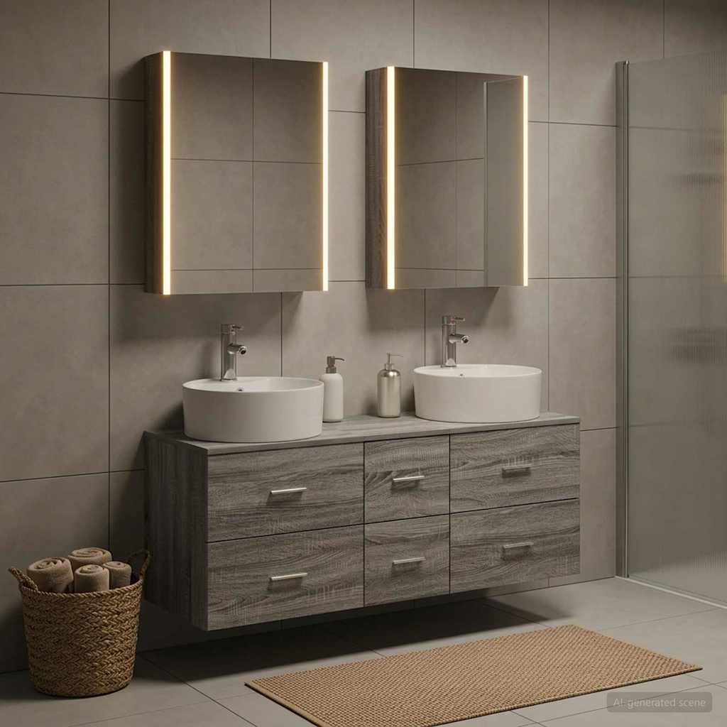 vidaXL Zestaw mebli łazienkowych 5 pcs Szary Sonoma