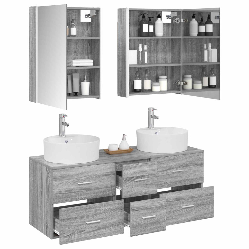 vidaXL Zestaw mebli łazienkowych 5 pcs Szary Sonoma