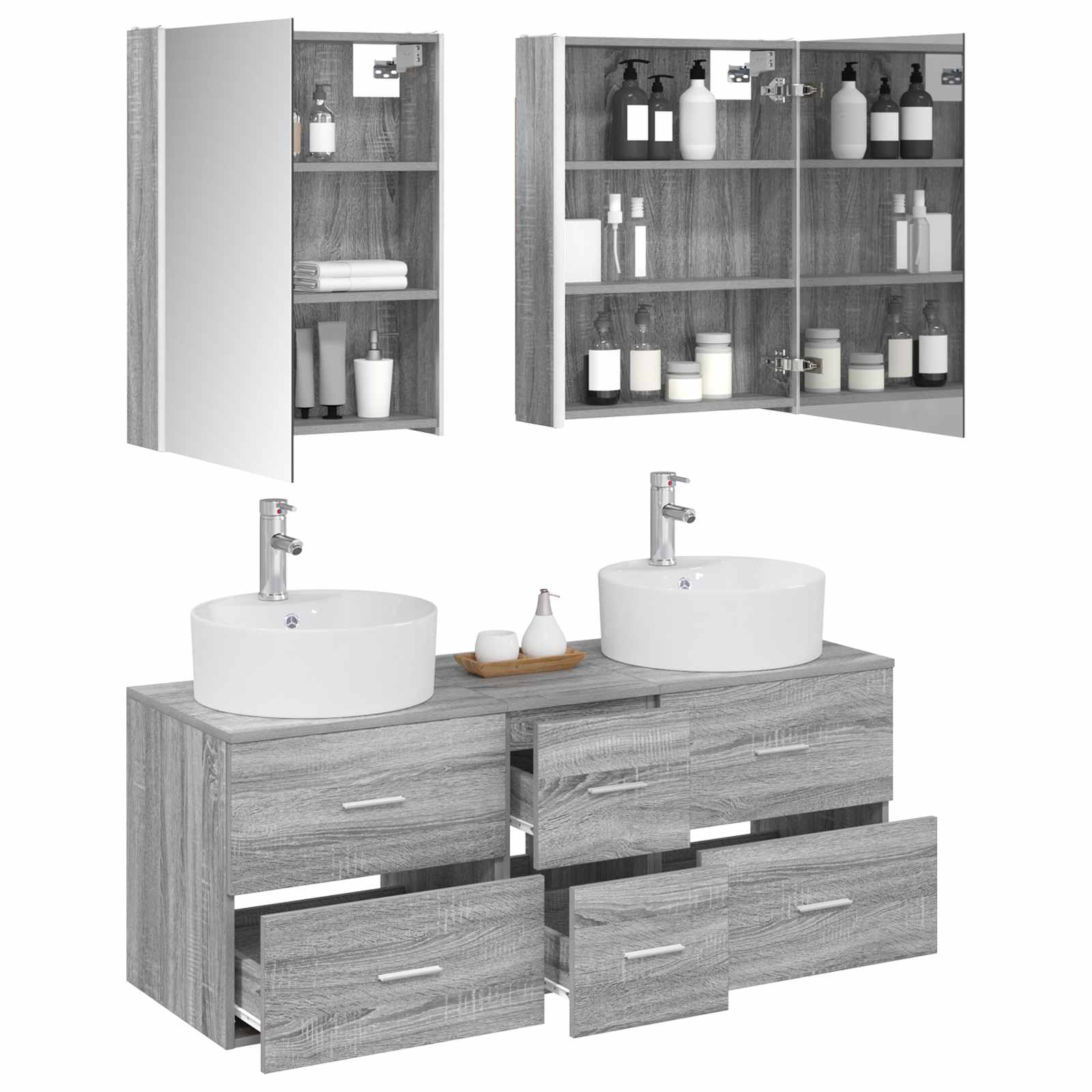 vidaXL Zestaw mebli łazienkowych 5 pcs Szary Sonoma