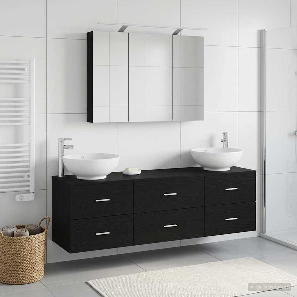 vidaXL Zestaw mebli łazienkowych 4 pcs Czarny dąb