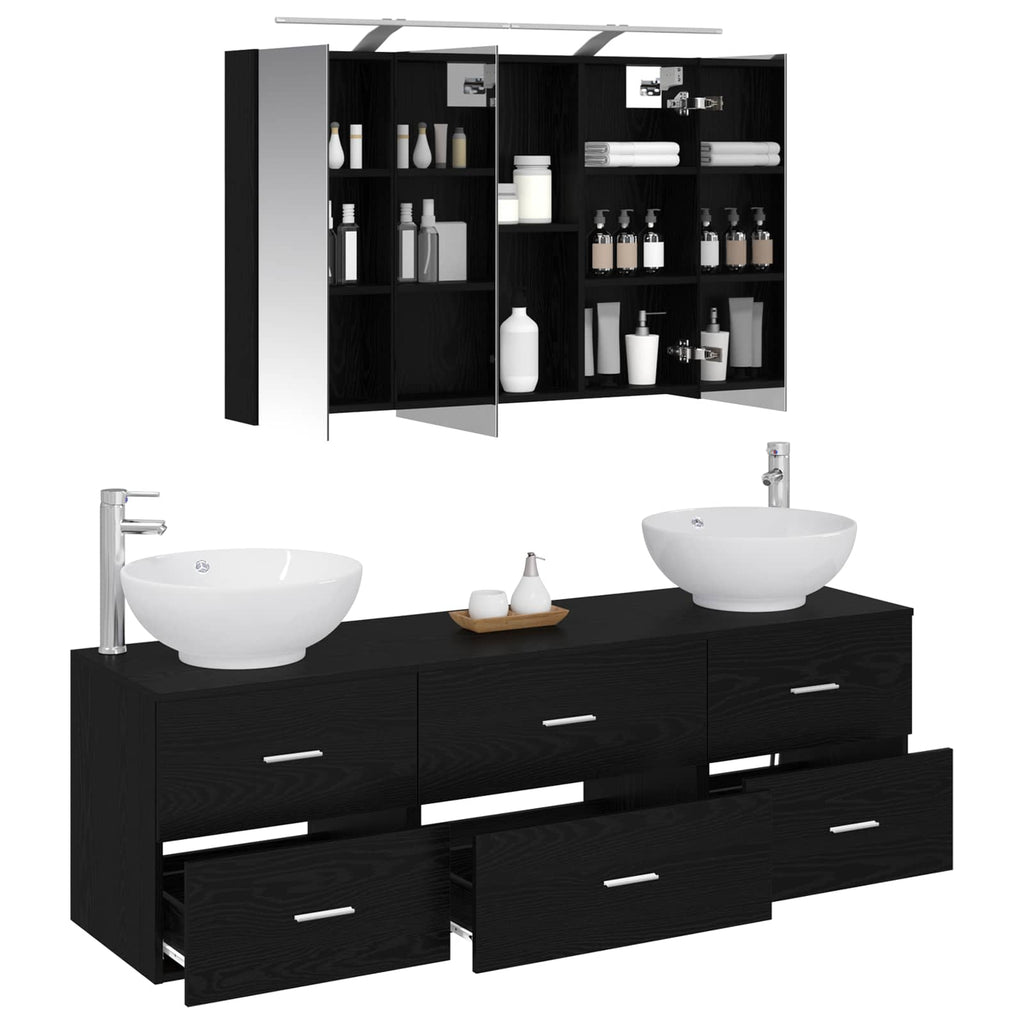 vidaXL Zestaw mebli łazienkowych 4 pcs Czarny dąb